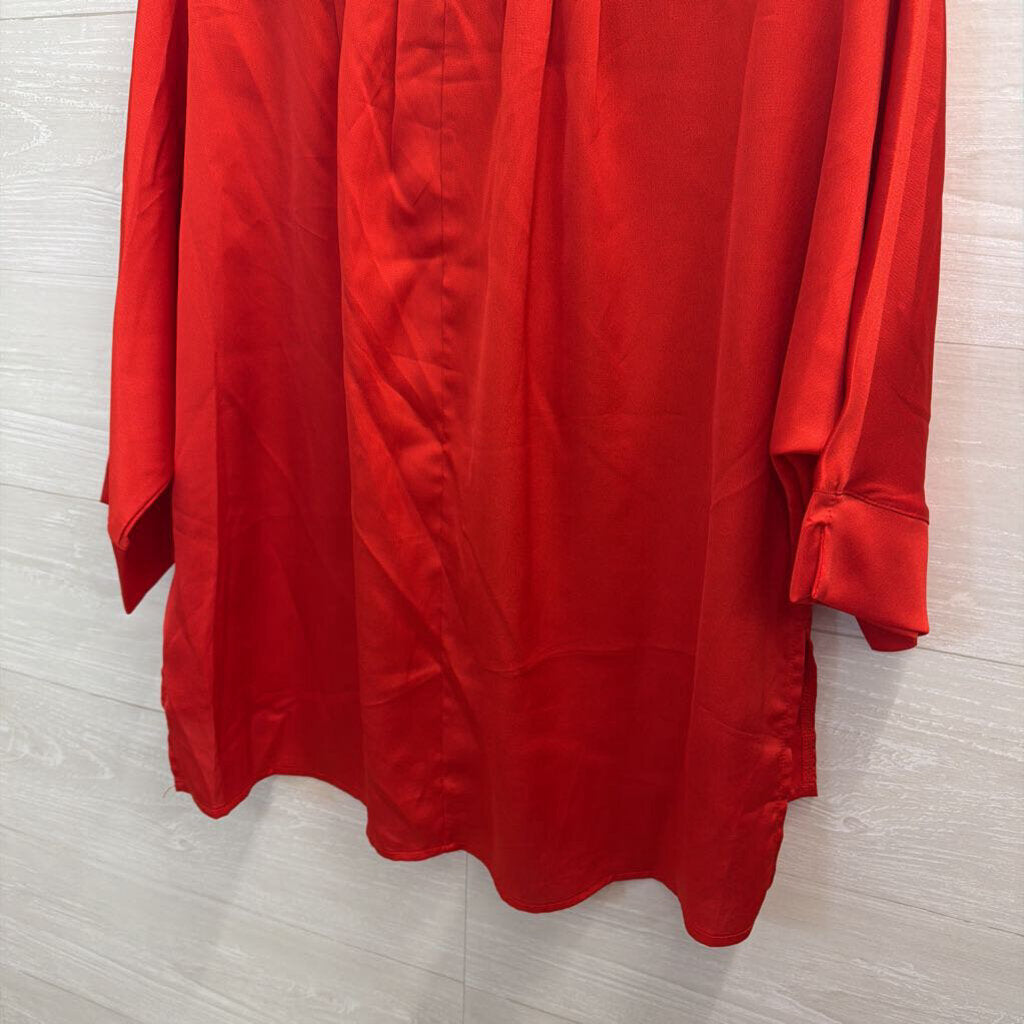 She and Sky Red Silky Slouchy Top Medium