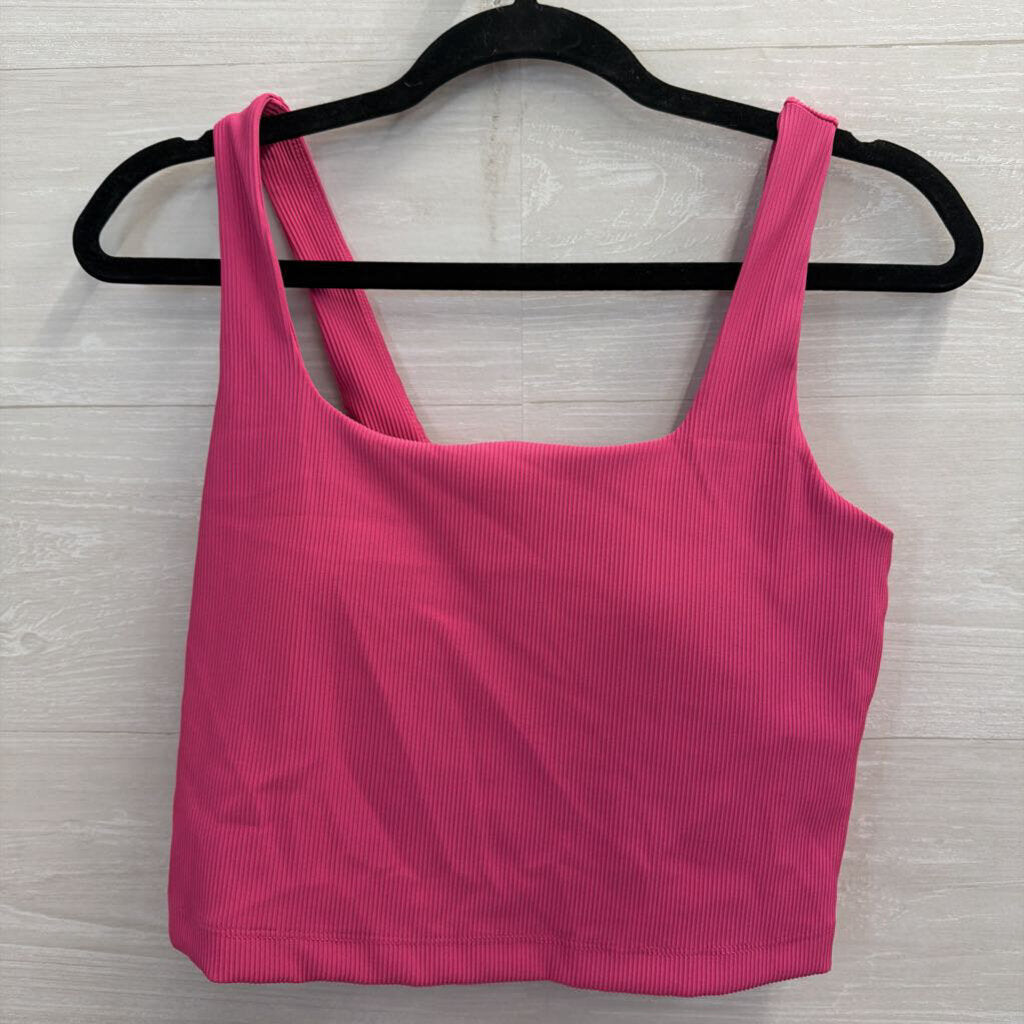 Pink Ribbed Athletic Tank/ Leggings Set Medium
