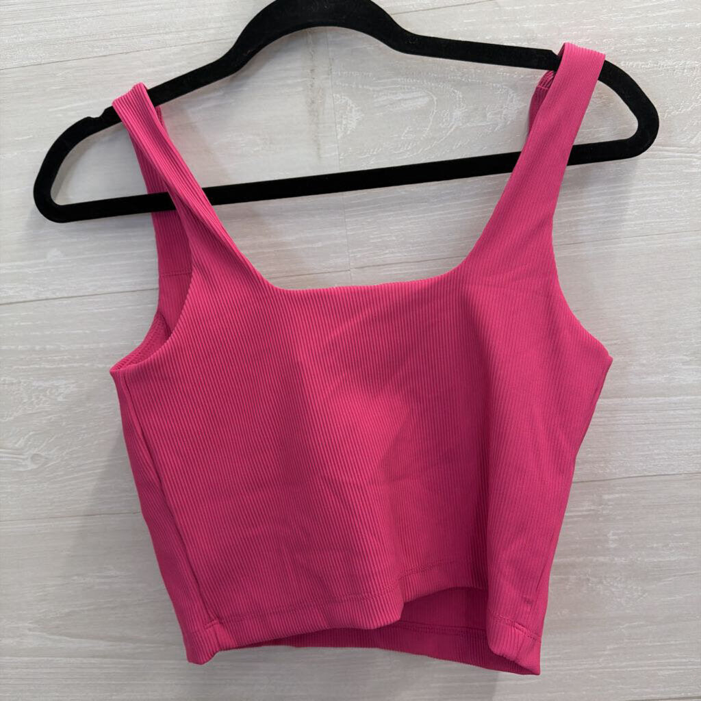 Pink Ribbed Athletic Tank/ Leggings Set Medium