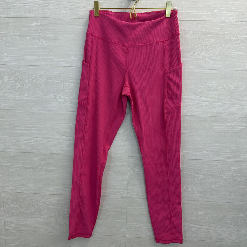 Pink Ribbed Athletic Tank/ Leggings Set Medium