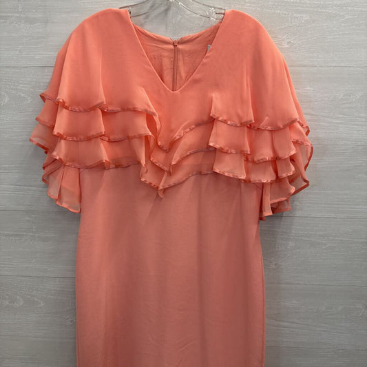 Vintage Rina di Montella Coral Layered Short Sleeve Short Formal Dress Large