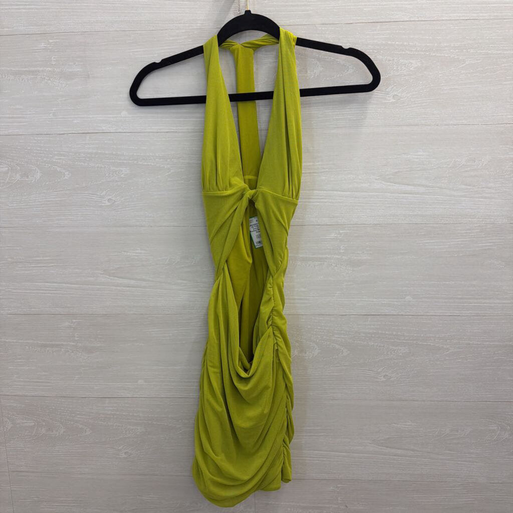 Oh Polly Green Cutout Front Ruched Mini Dress 4