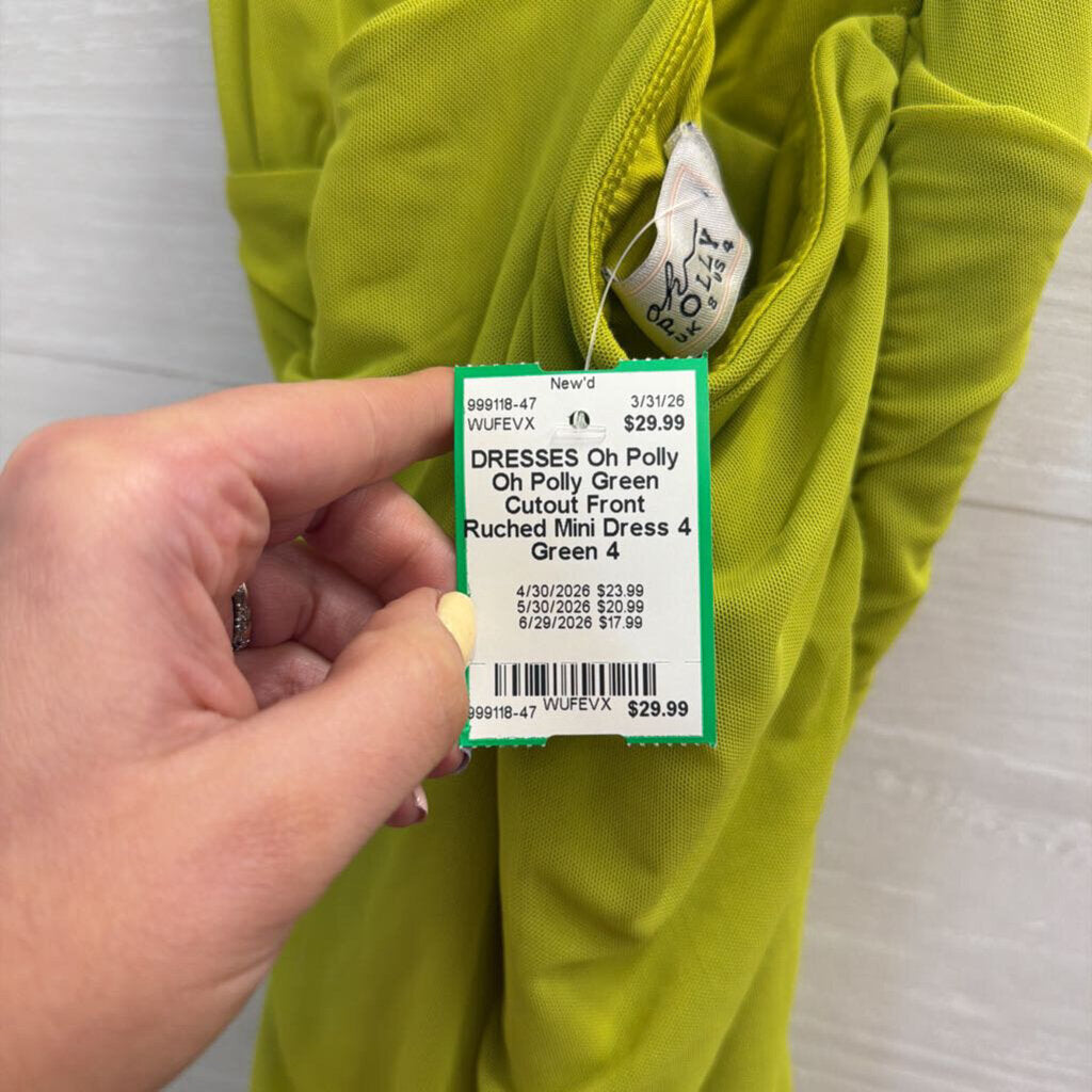 Oh Polly Green Cutout Front Ruched Mini Dress 4