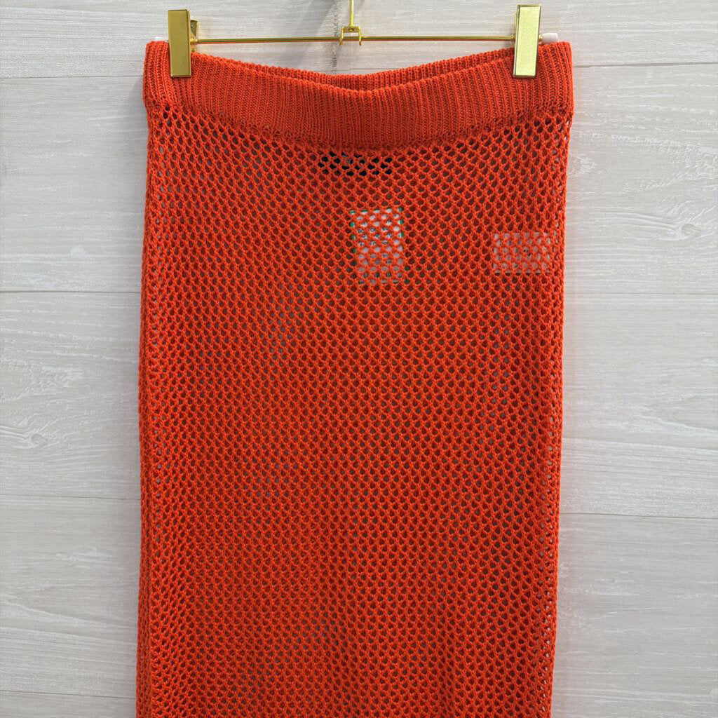 EGO Oragne Open Knit Sheer Maxi Skirt Small