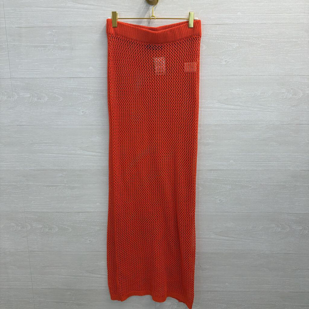 EGO Oragne Open Knit Sheer Maxi Skirt Small