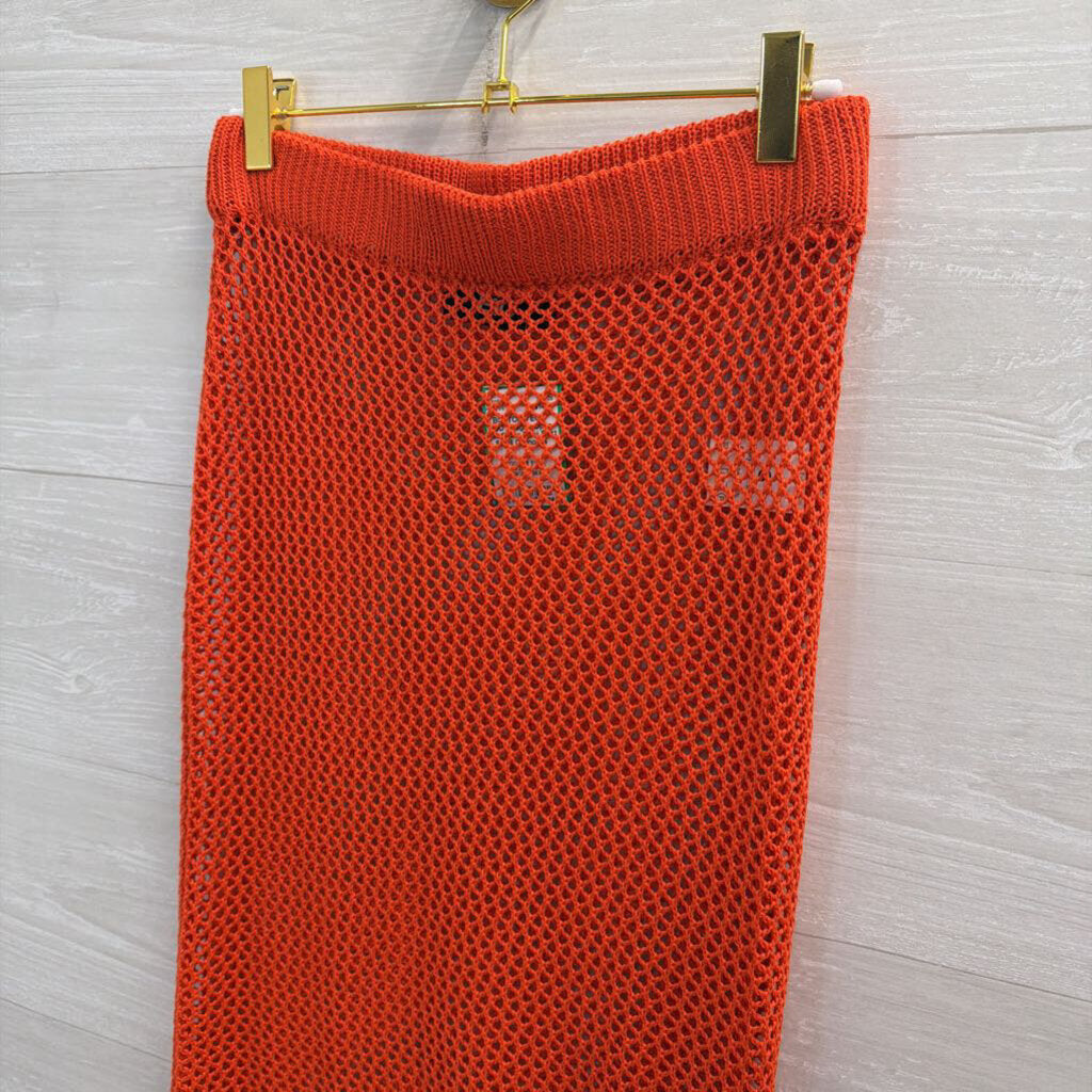 EGO Oragne Open Knit Sheer Maxi Skirt Small