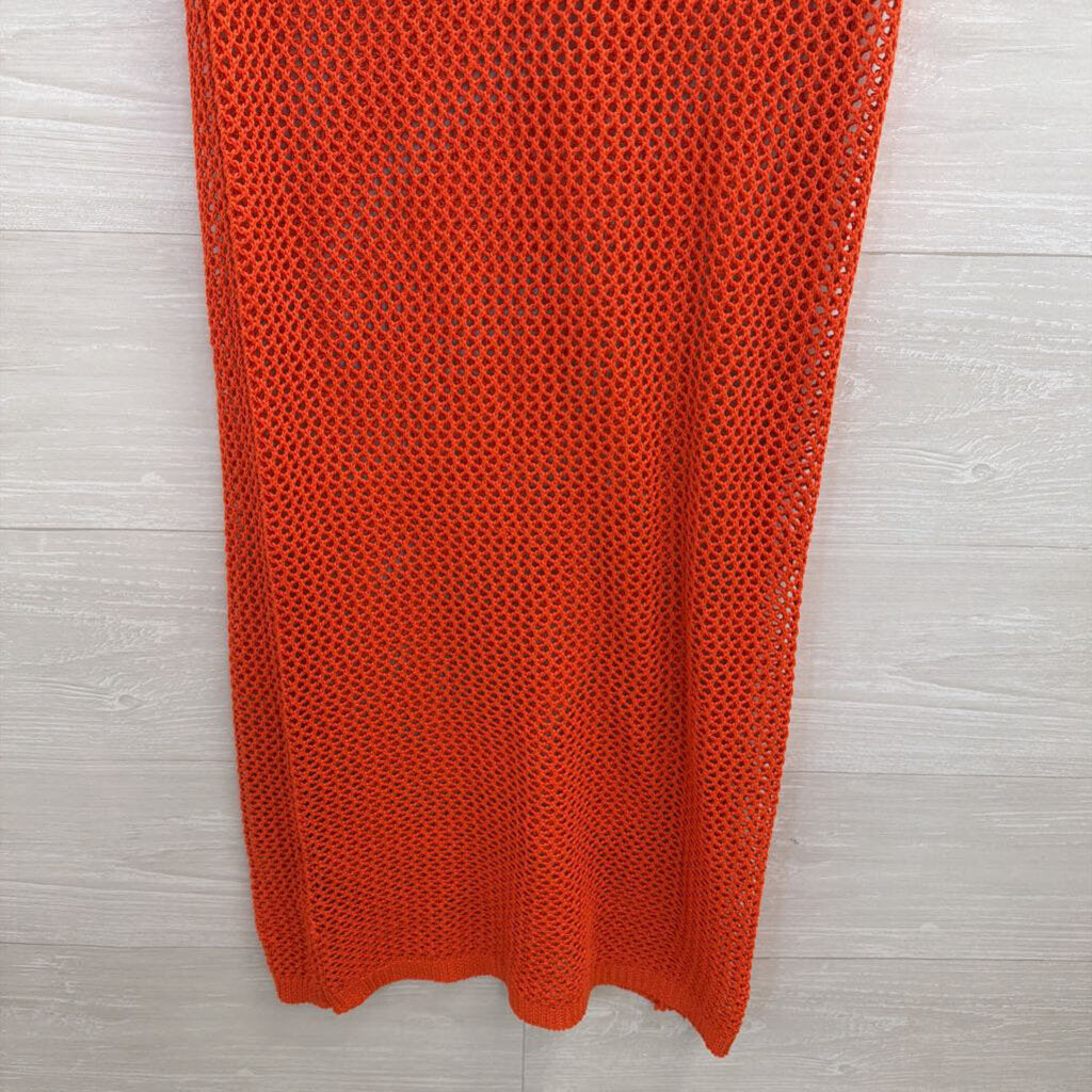 EGO Oragne Open Knit Sheer Maxi Skirt Small