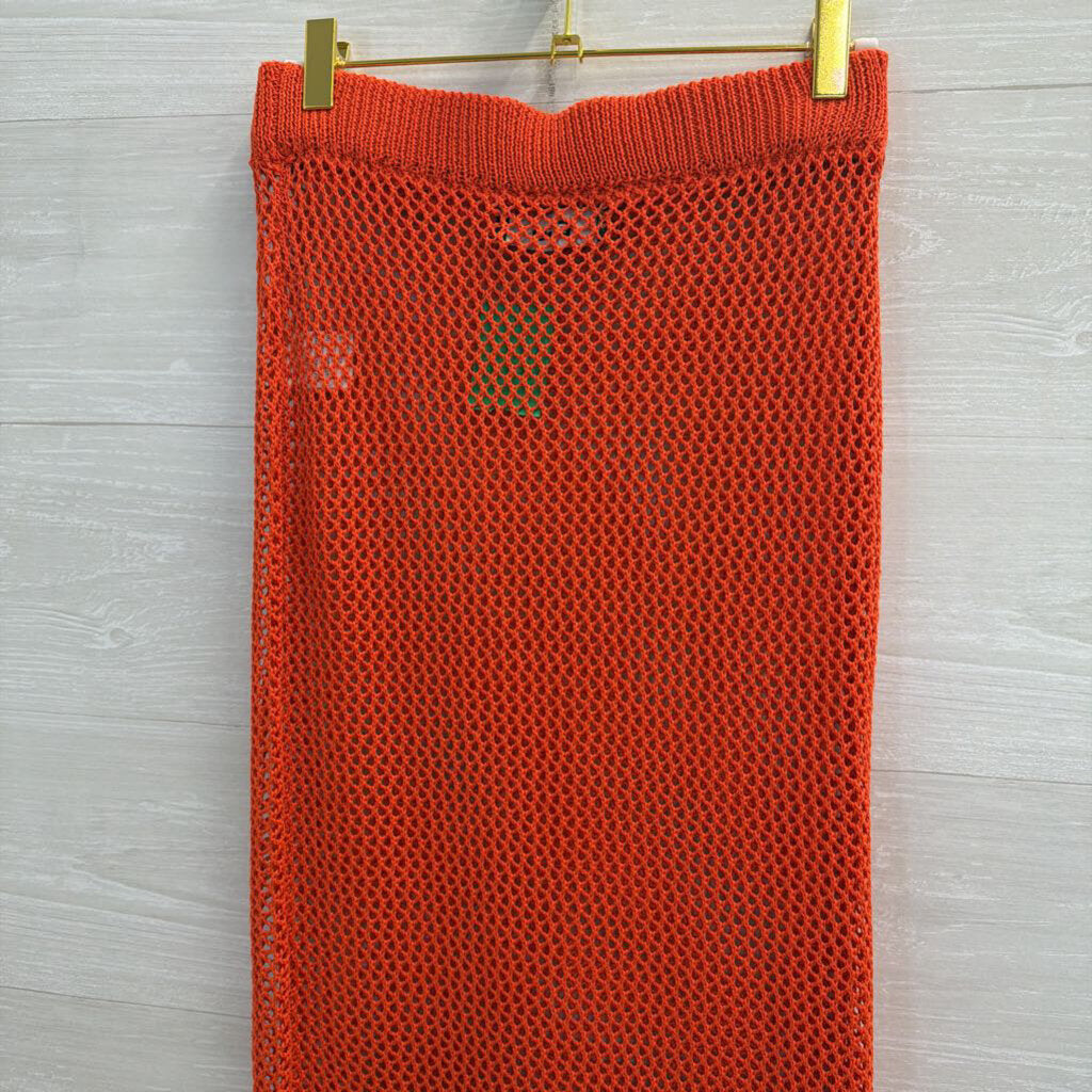 EGO Oragne Open Knit Sheer Maxi Skirt Small