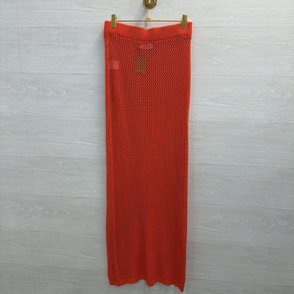 EGO Oragne Open Knit Sheer Maxi Skirt Small