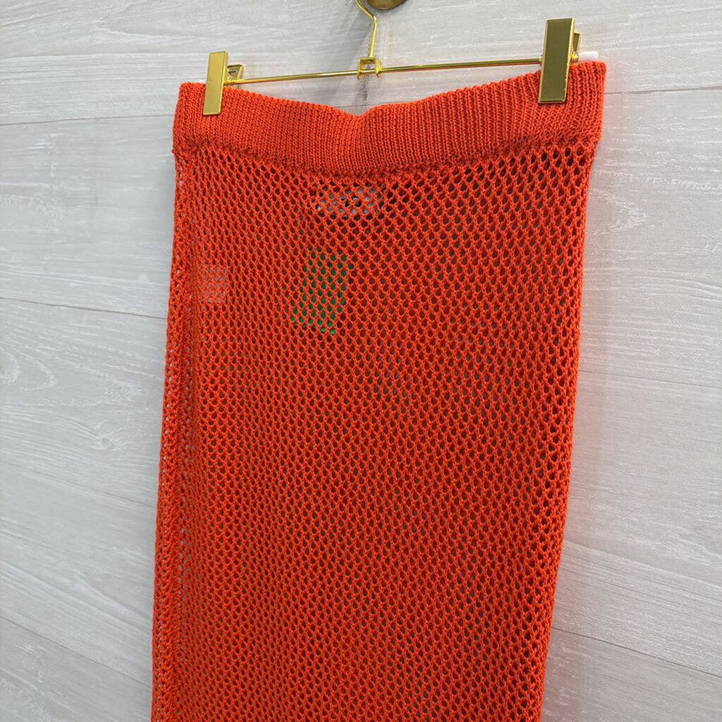 EGO Oragne Open Knit Sheer Maxi Skirt Small