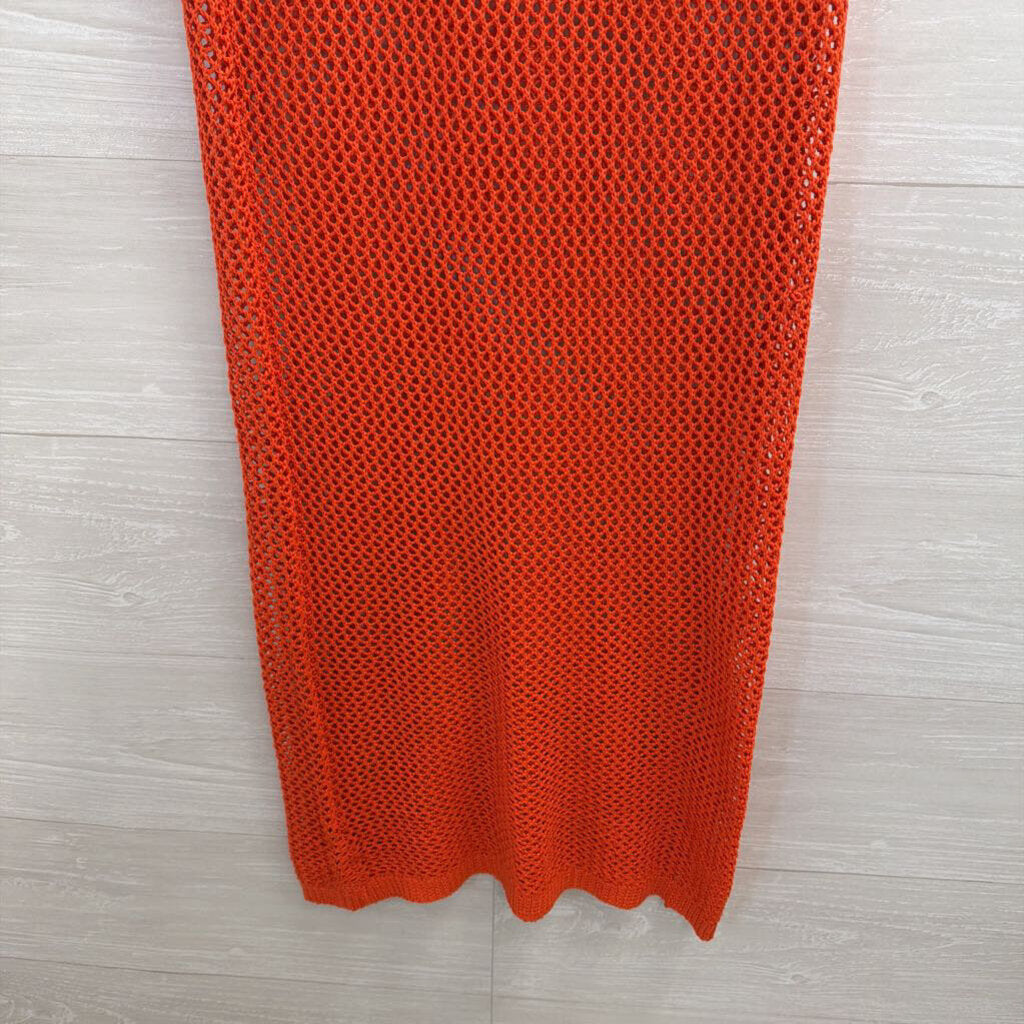 EGO Oragne Open Knit Sheer Maxi Skirt Small
