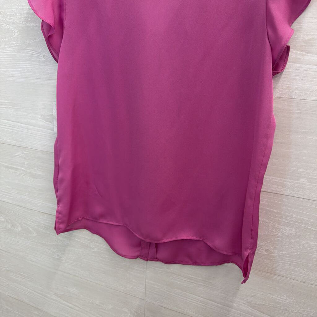 Liz Claiborne Pink Ruffle Detail Short Sleeve Top Large