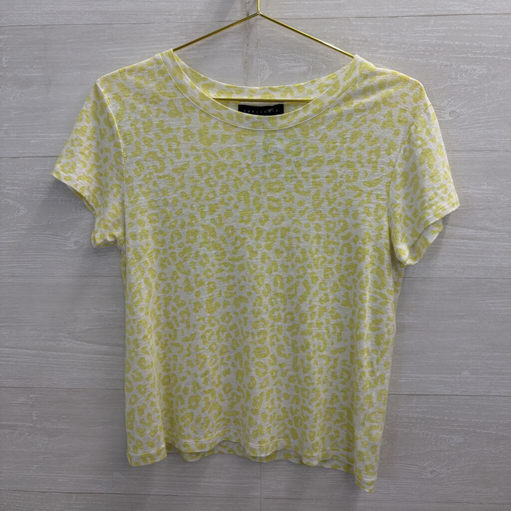 Sanctuary White/ Green Leopard Print Short Sleeve Top Extra Small