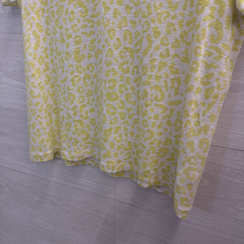 Sanctuary White/ Green Leopard Print Short Sleeve Top Extra Small