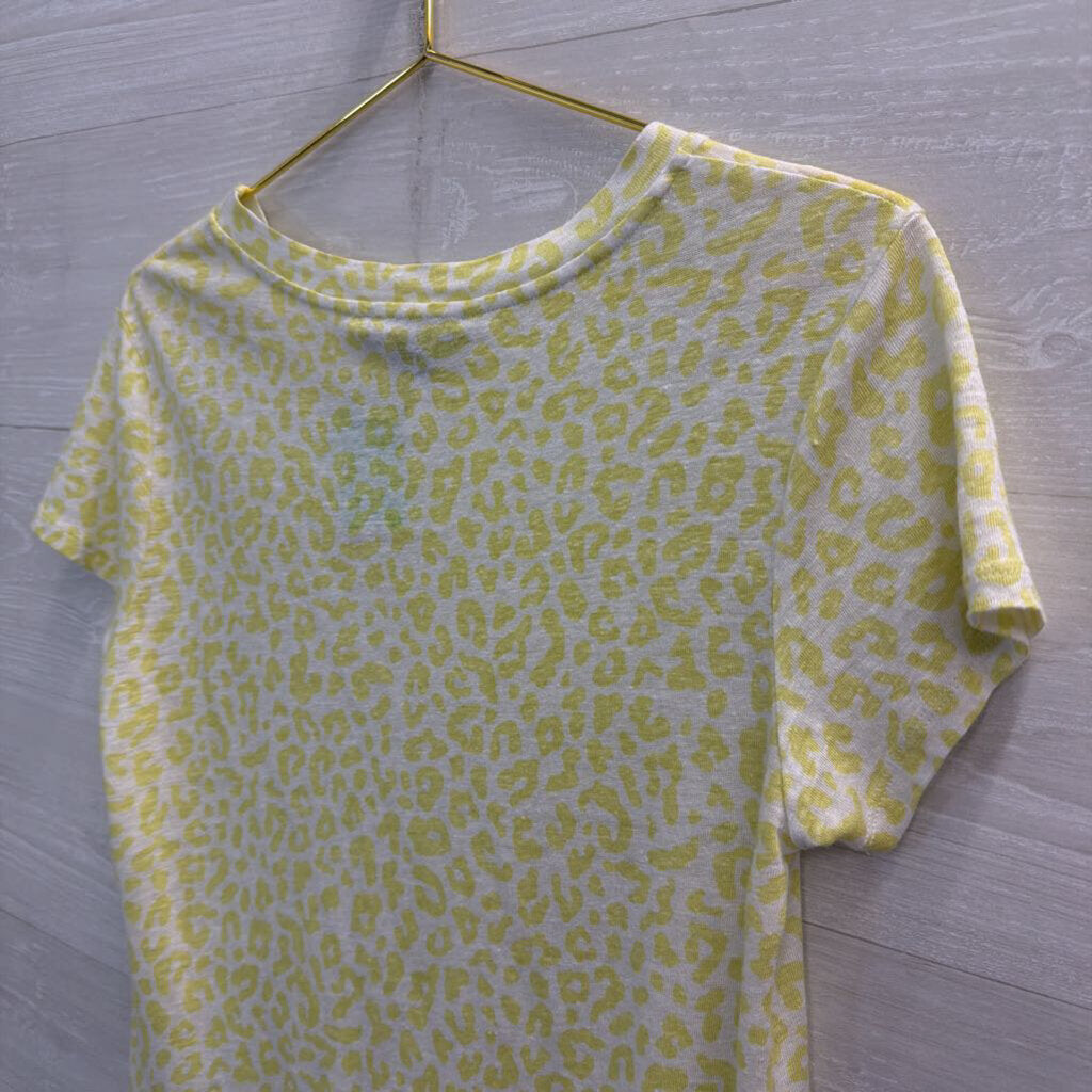 Sanctuary White/ Green Leopard Print Short Sleeve Top Extra Small