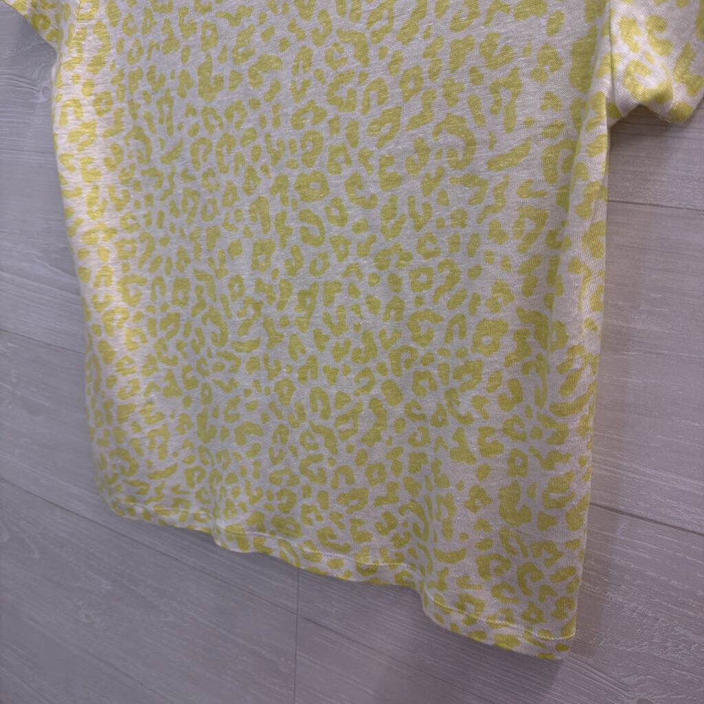 Sanctuary White/ Green Leopard Print Short Sleeve Top Extra Small