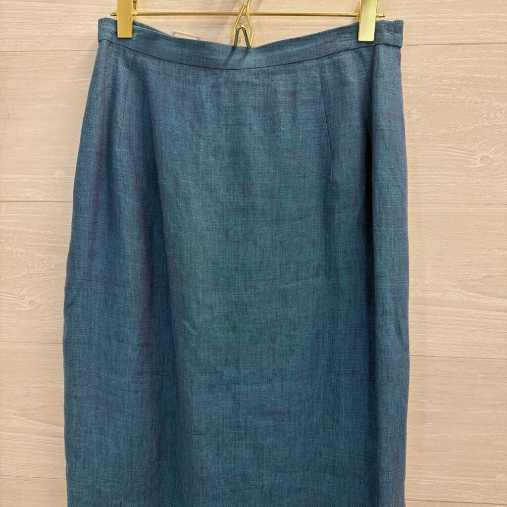 Maggy London Blue 100% Linen Short Sleeve Top Maxi Skirt Set 4