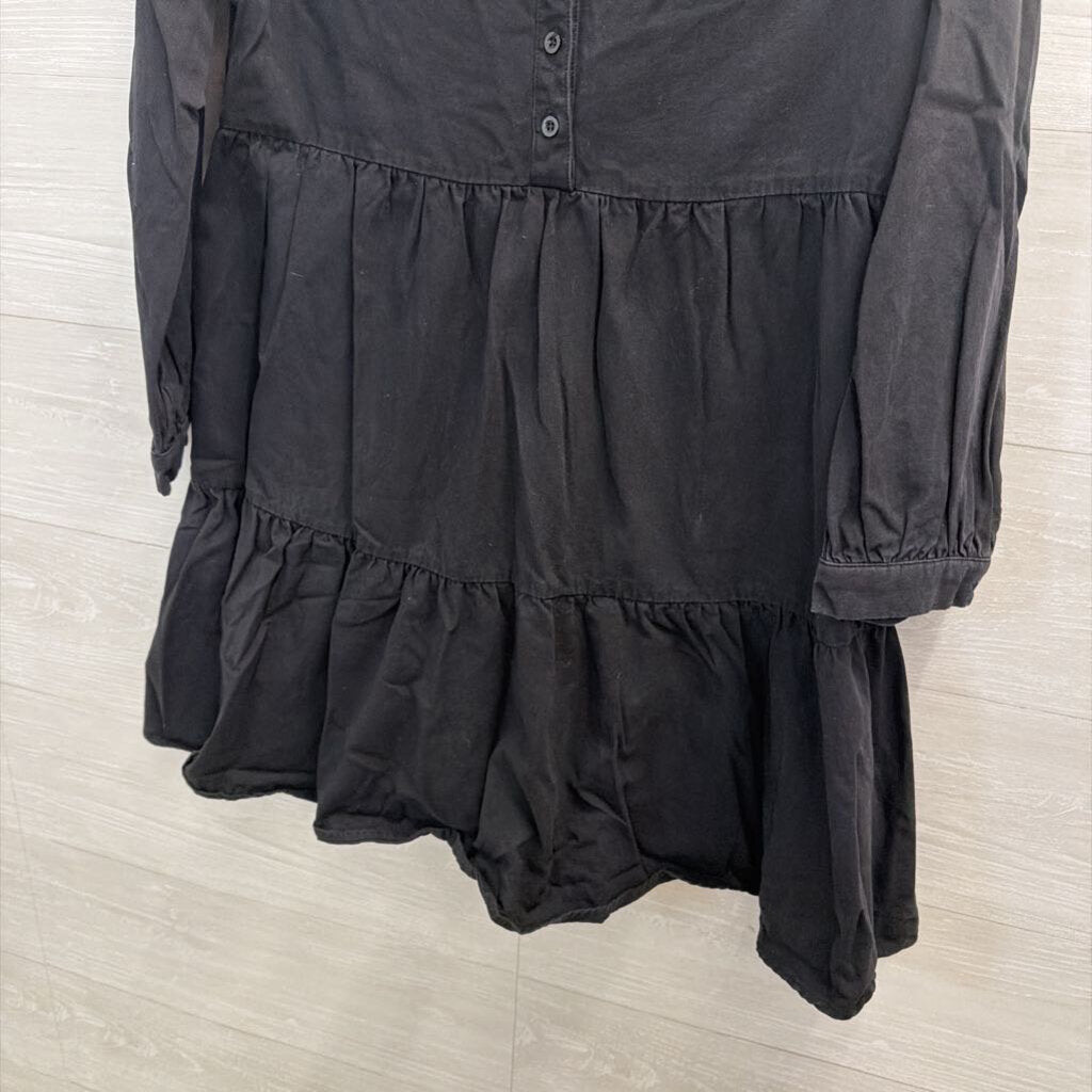 En Saison Black Long Sleeve Half Button Front Dress Medium