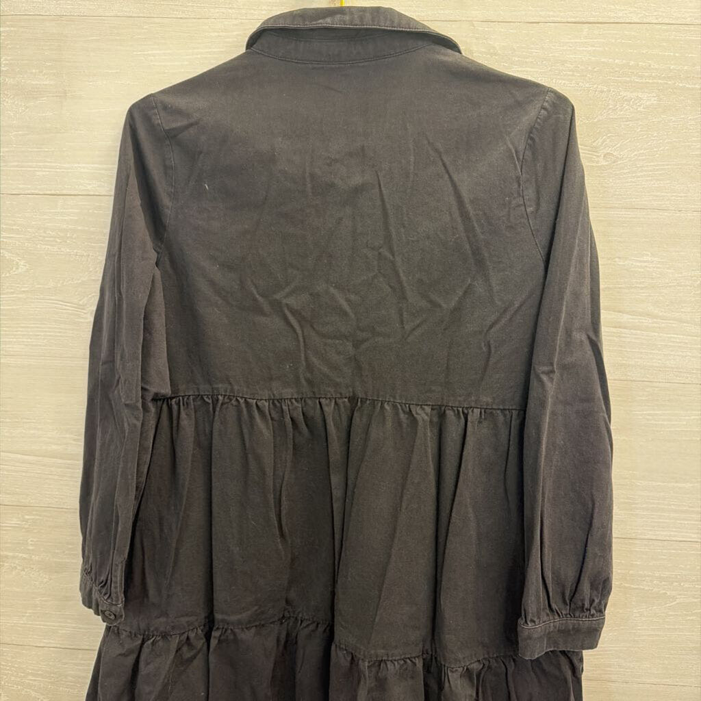 En Saison Black Long Sleeve Half Button Front Dress Medium