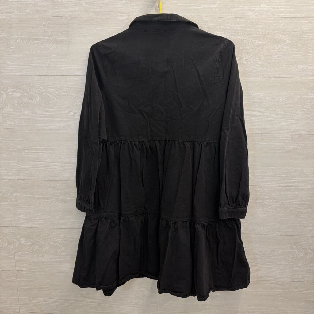 En Saison Black Long Sleeve Half Button Front Dress Medium