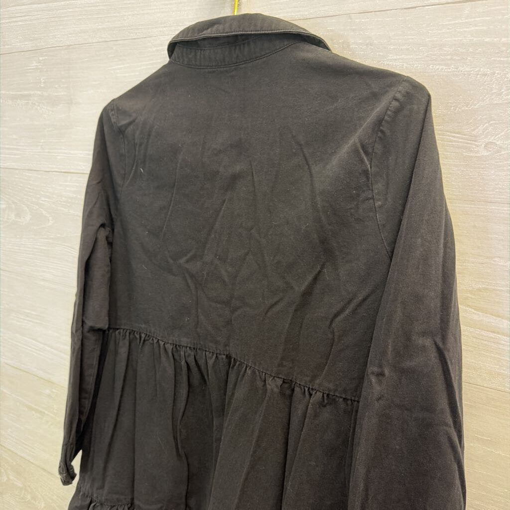 En Saison Black Long Sleeve Half Button Front Dress Medium