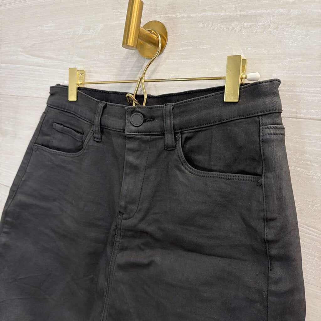 Blank NYC Black Coated Denim Mini Skirt 29