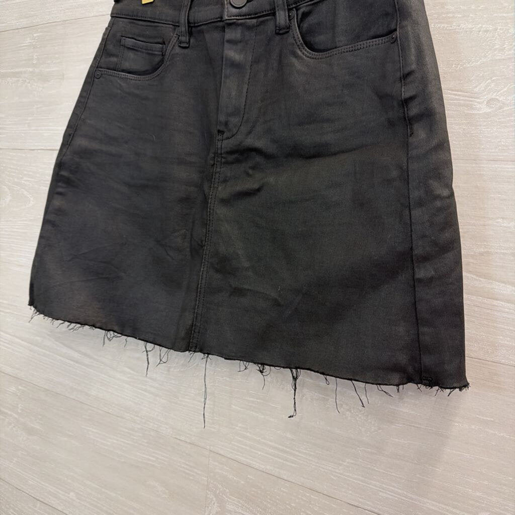 Blank NYC Black Coated Denim Mini Skirt 29