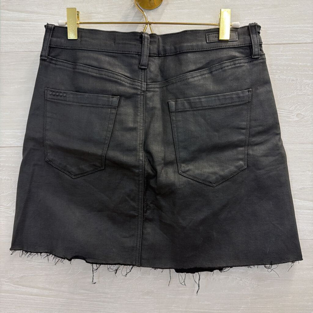 Blank NYC Black Coated Denim Mini Skirt 29