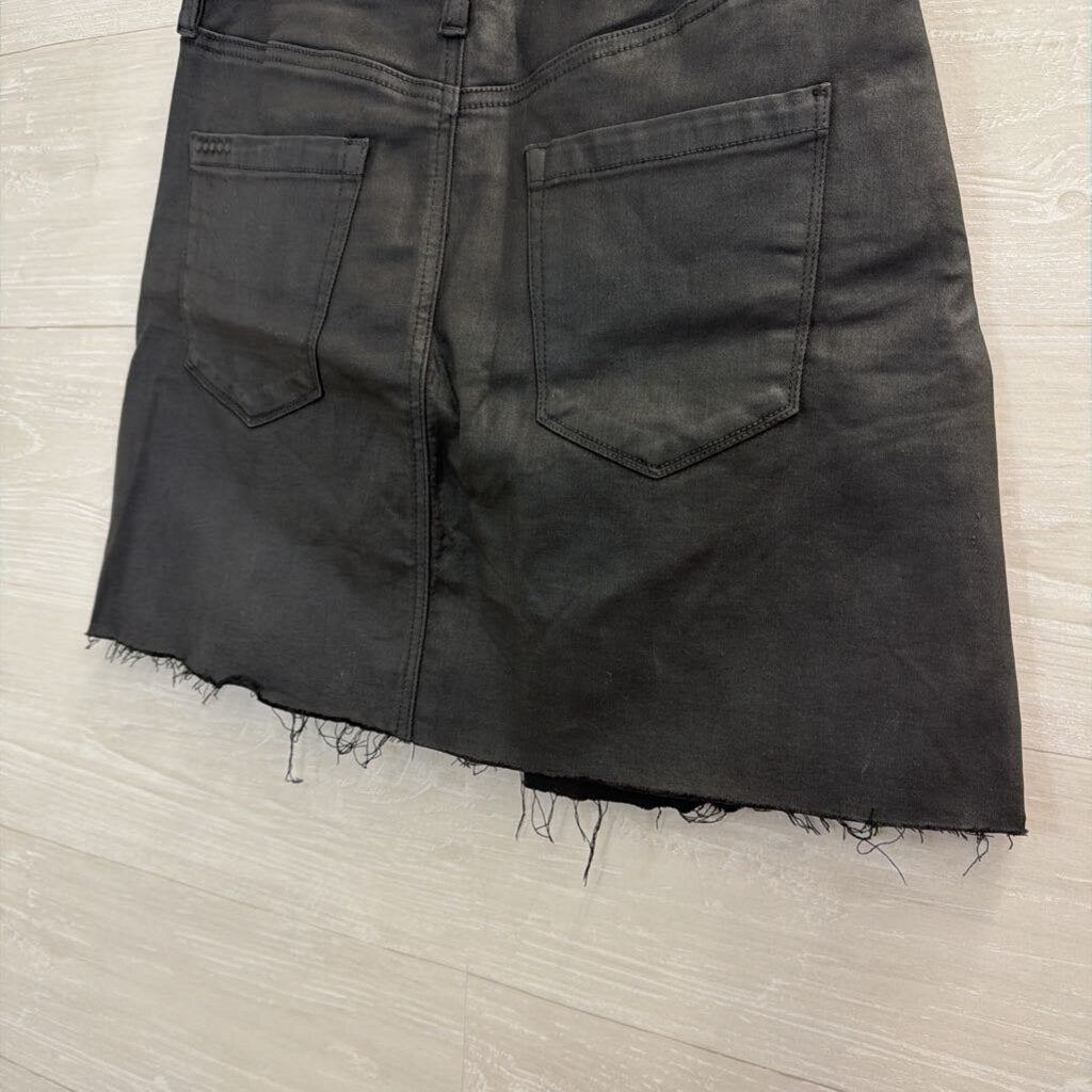 Blank NYC Black Coated Denim Mini Skirt 29