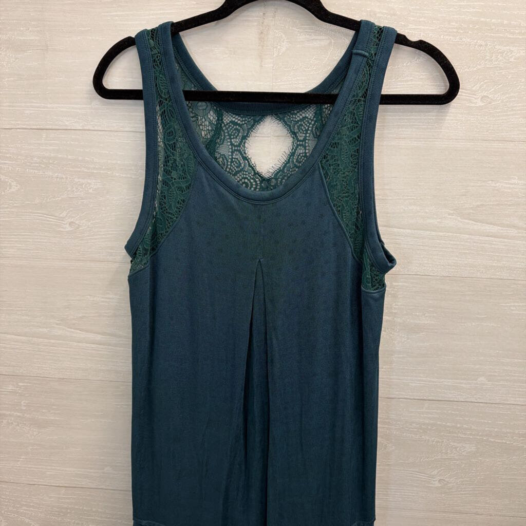 Free People Jade Green Dotted Lace Make It Count Swing Dress Large