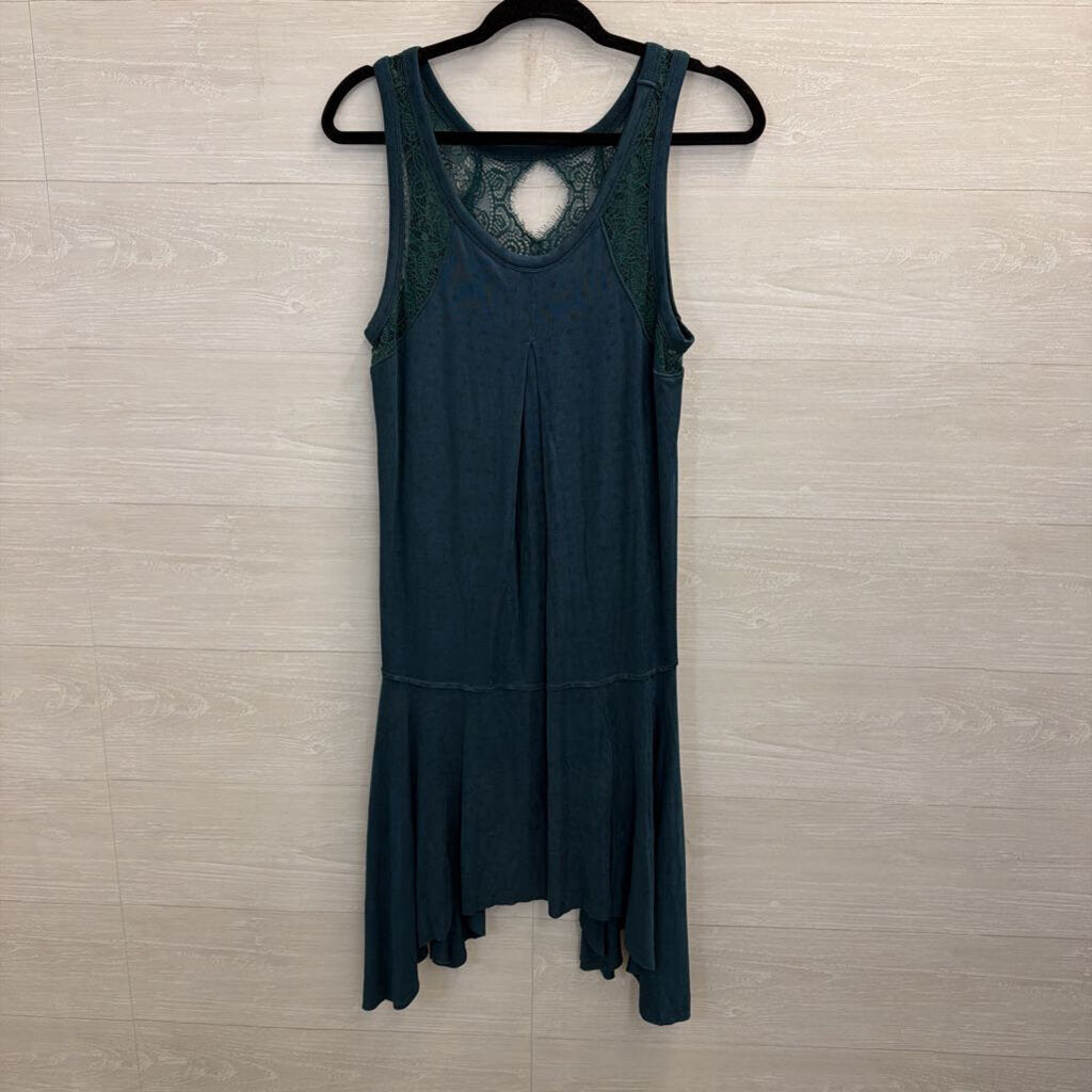 Free People Jade Green Dotted Lace Make It Count Swing Dress Large