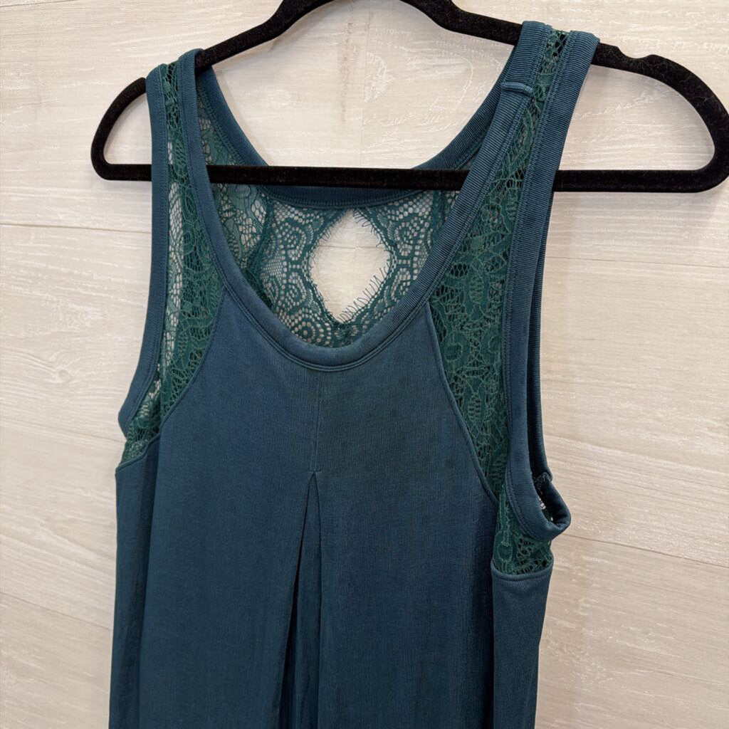 Free People Jade Green Dotted Lace Make It Count Swing Dress Large