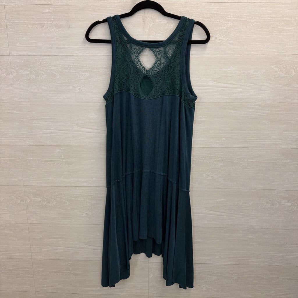 Free People Jade Green Dotted Lace Make It Count Swing Dress Large