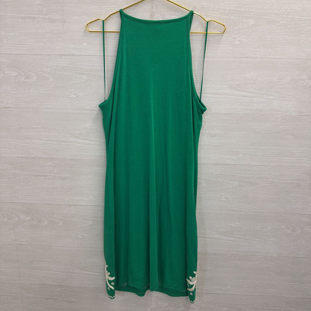 INC Green/ White Embellished Embroidered Sleeveless Dress Medium