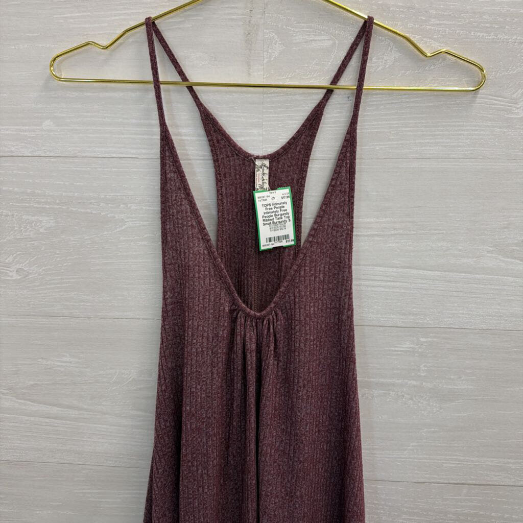 Intimately Free People Burgundy Ribbed Tank Top Small