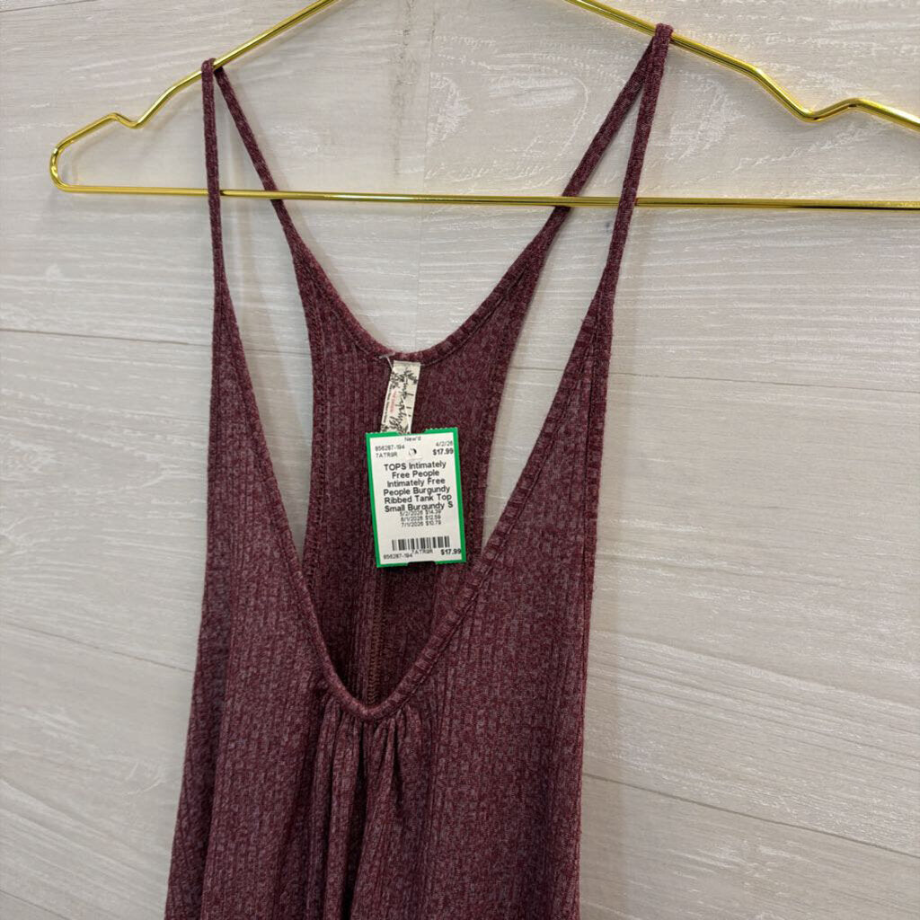 Intimately Free People Burgundy Ribbed Tank Top Small