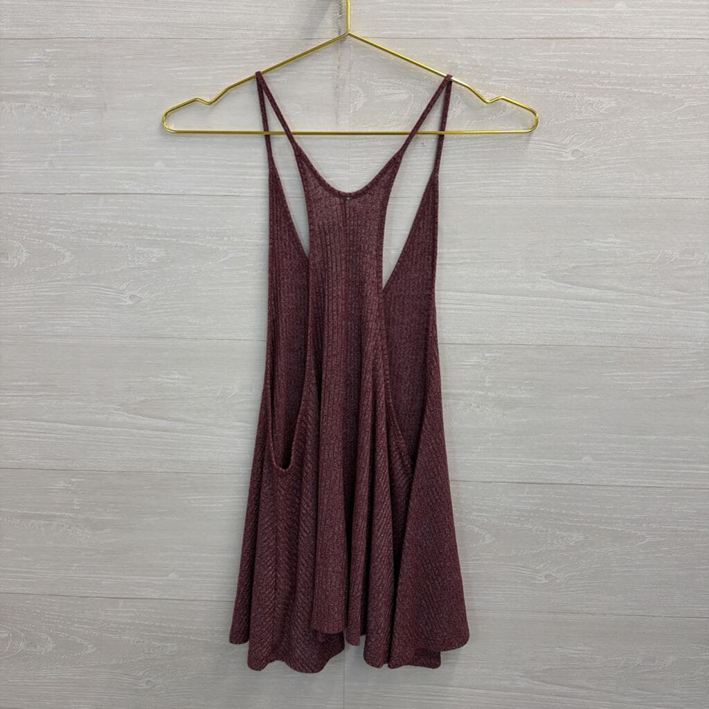 Intimately Free People Burgundy Ribbed Tank Top Small