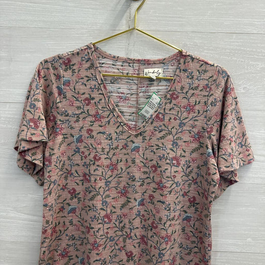 Wonderly Pink/ Multi Print Short Sleeve Top Small