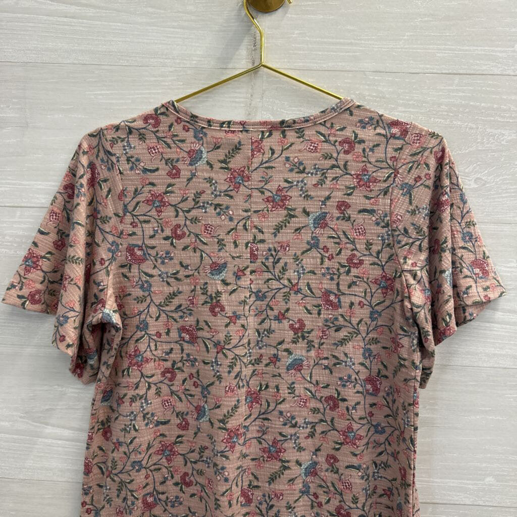 Wonderly Pink/ Multi Print Short Sleeve Top Small