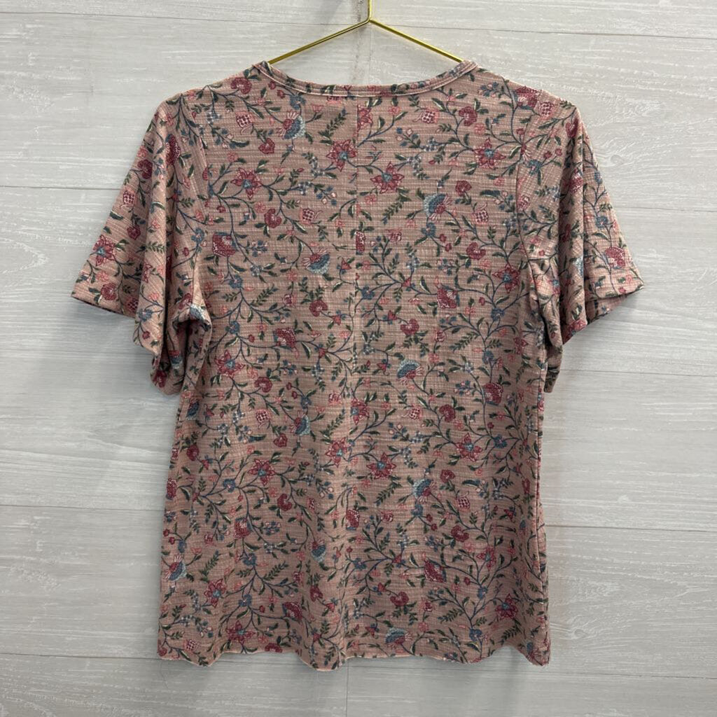 Wonderly Pink/ Multi Print Short Sleeve Top Small