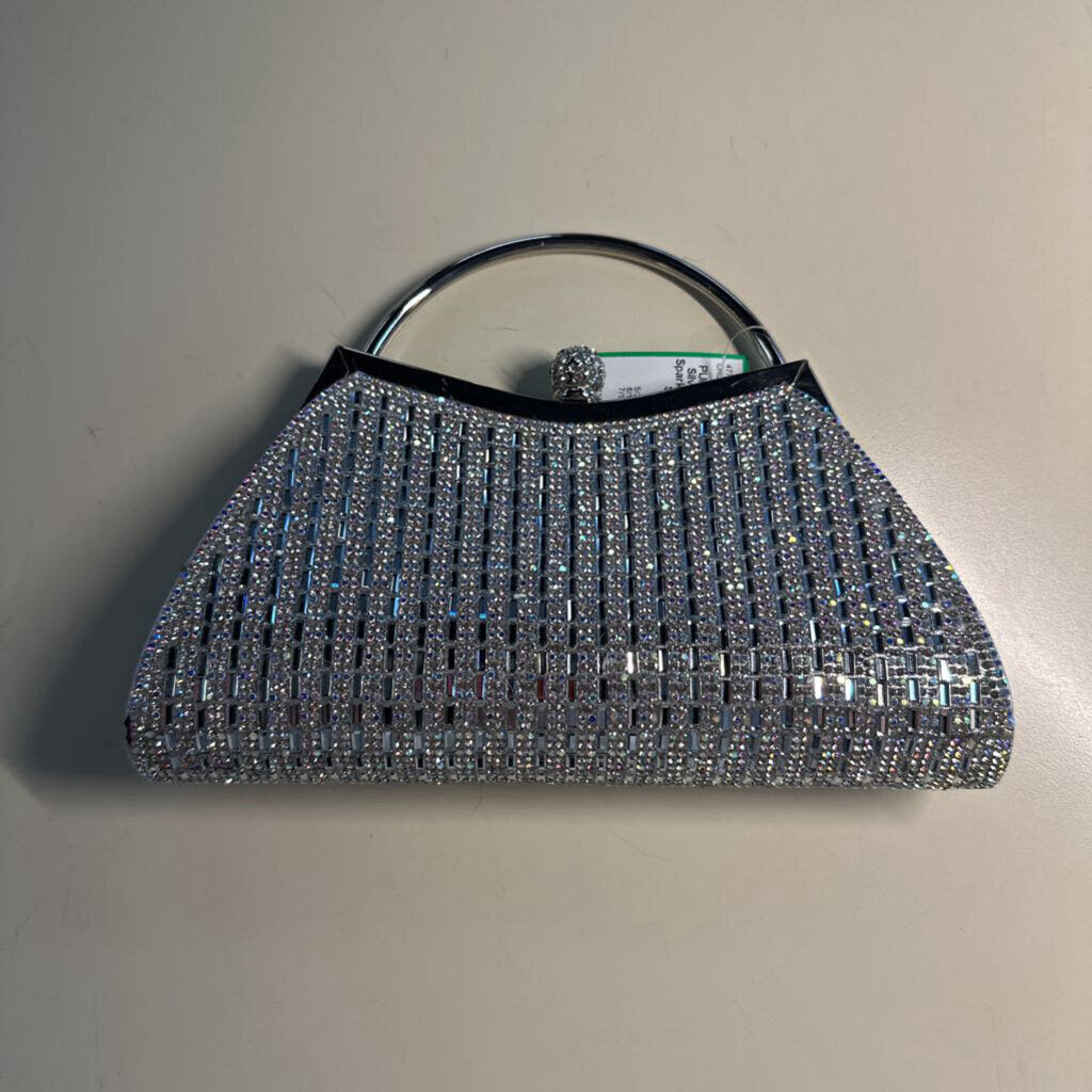Silver Rhinestone Sparkle Clutch Purse