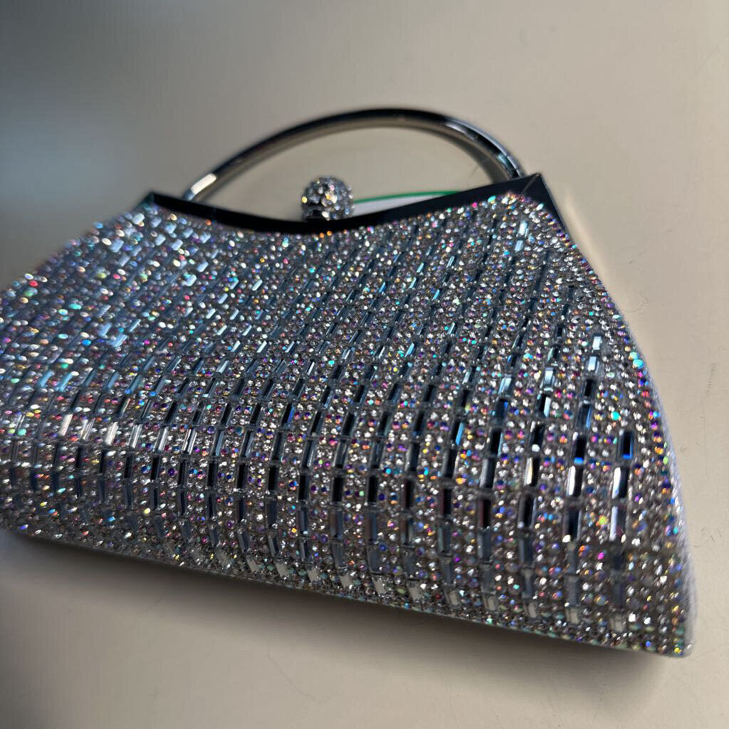 Silver Rhinestone Sparkle Clutch Purse