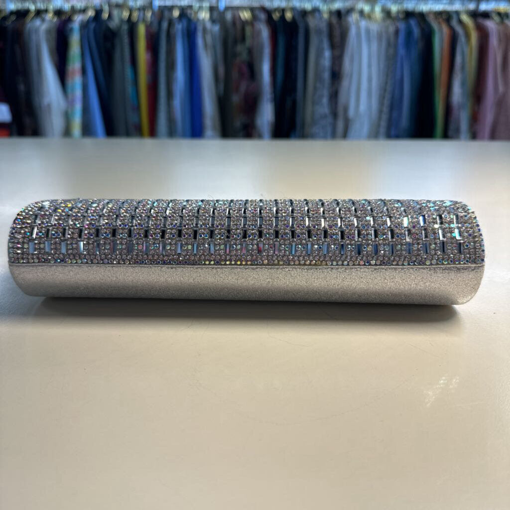 Silver Rhinestone Sparkle Clutch Purse