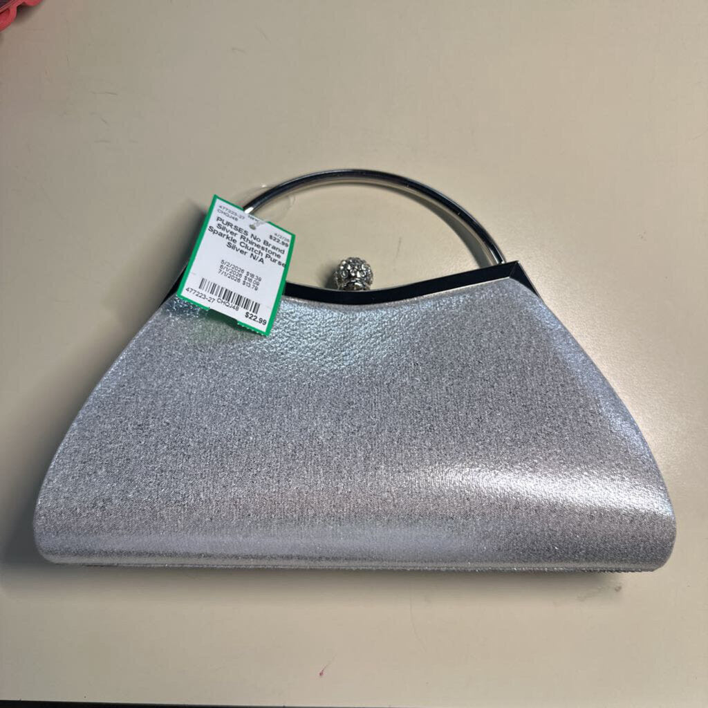 Silver Rhinestone Sparkle Clutch Purse