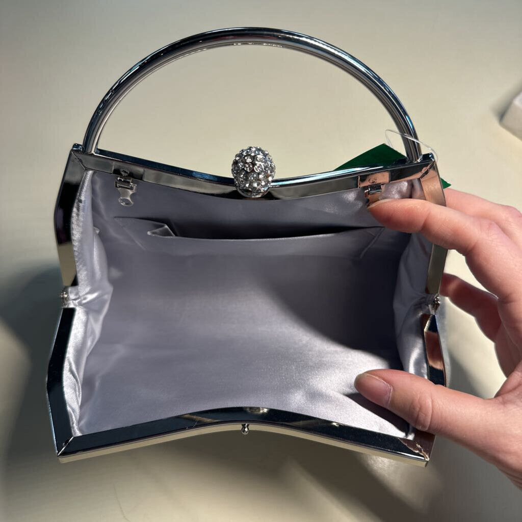 Silver Rhinestone Sparkle Clutch Purse