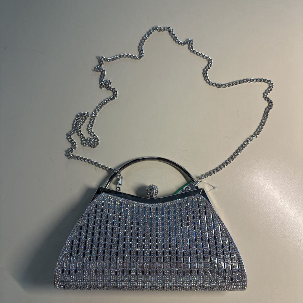 Silver Rhinestone Sparkle Clutch Purse