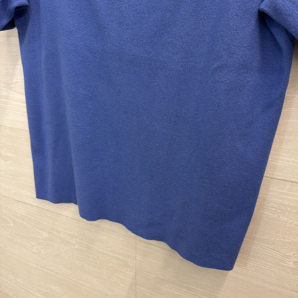 Talbots Blue Scallop Neck Short Sleeve Top Large Petite