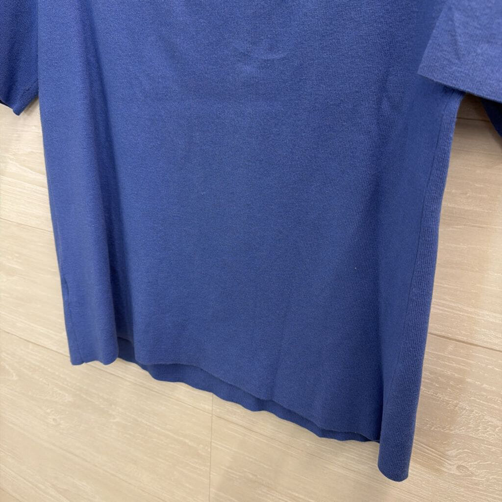 Talbots Blue Scallop Neck Short Sleeve Top Large Petite