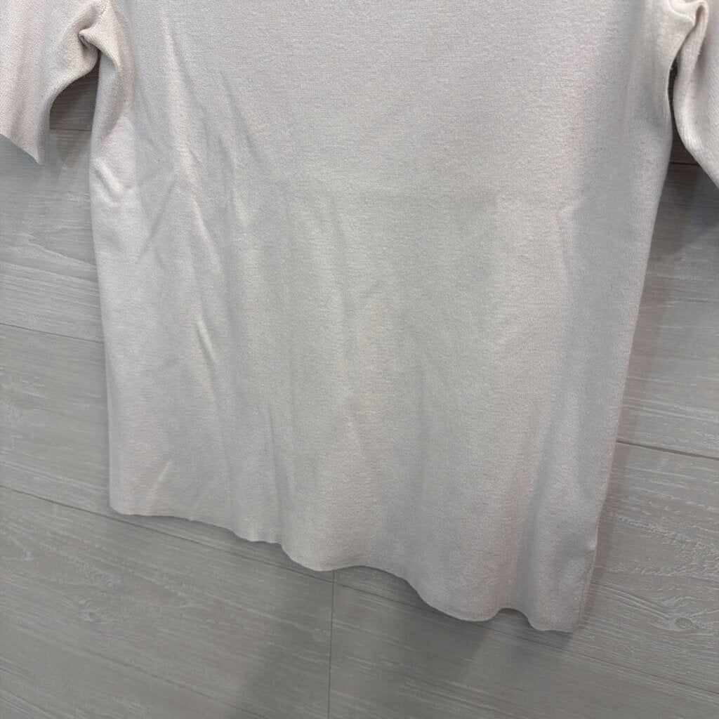 Talbots White Scallop Neck Short Sleeve Top Medium