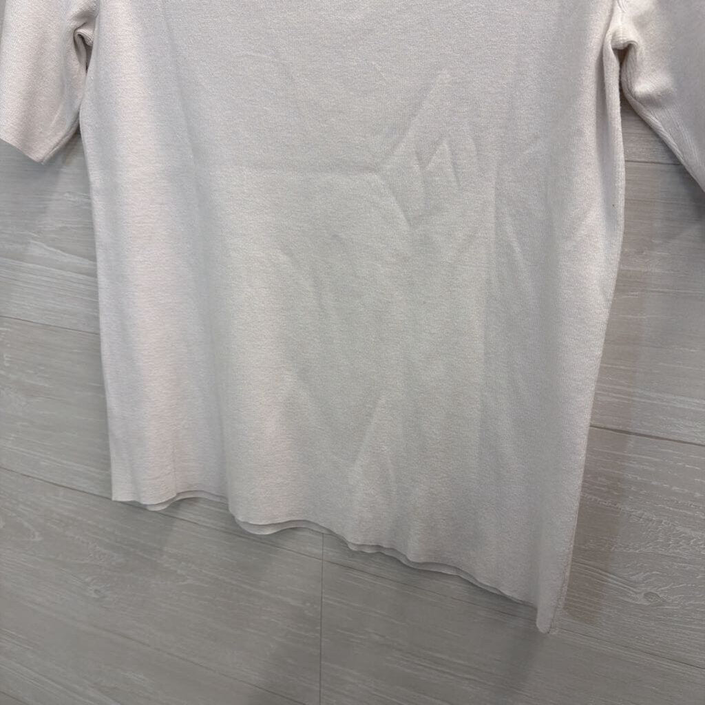 Talbots White Scallop Neck Short Sleeve Top Medium